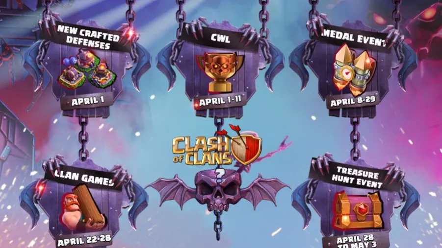 Clash Of Clans April 2026 Season Calendar List Of All Events And Rewards Clash Of Clans April 2026 Event Calendar